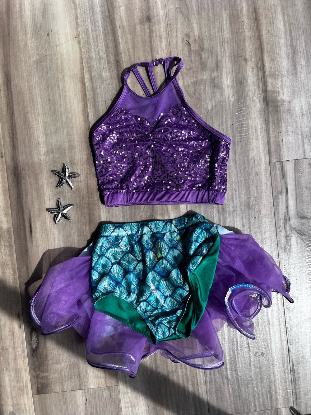 Kids Purple Mermaid Sequin Dance Costume size 7/8